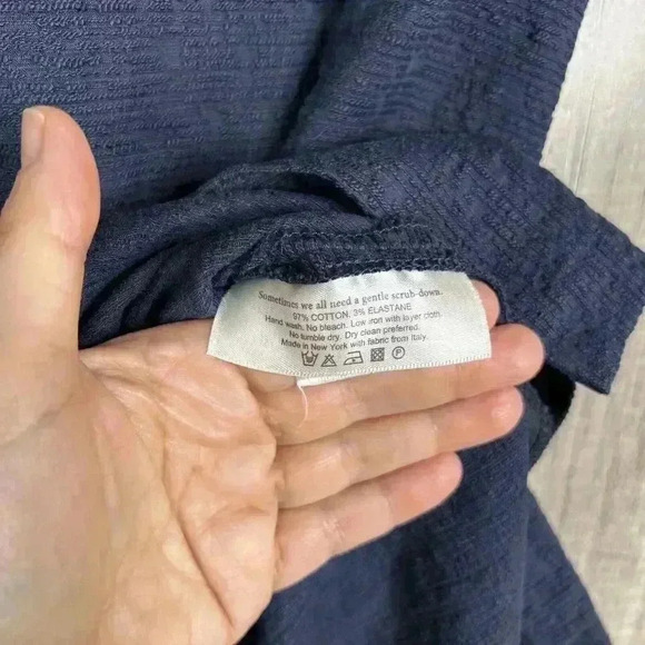 MM Lafleur Tunic Top Belted Sleeveless Textured Navy Blue Size 8 - Picture 6 of 9